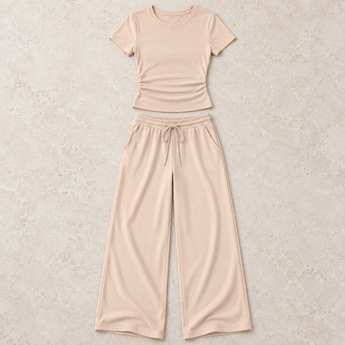 Women’s Two-Piece Short Sleeve Top & Wide-Leg Pants Set