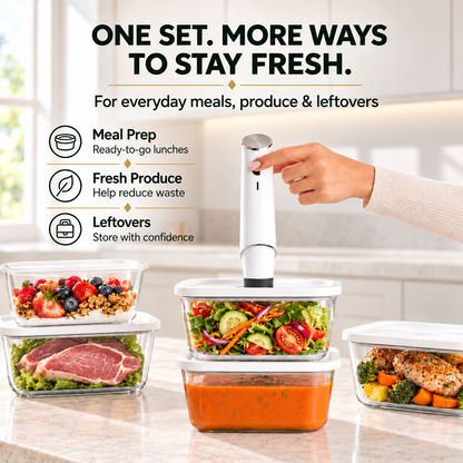 Portable Vacuum Food Sealer Bundle | Keeps Food Fresh 5x Longer