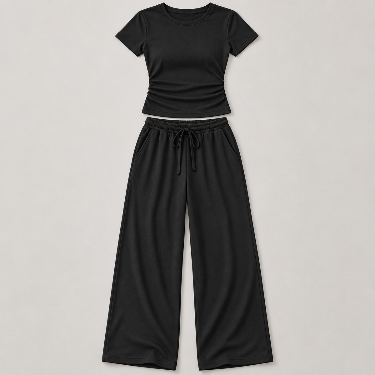 Women’s Two-Piece Short Sleeve Top & Wide-Leg Pants Set