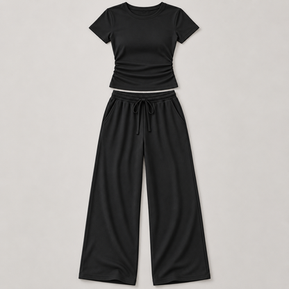 Women’s Two-Piece Short Sleeve Top & Wide-Leg Pants Set