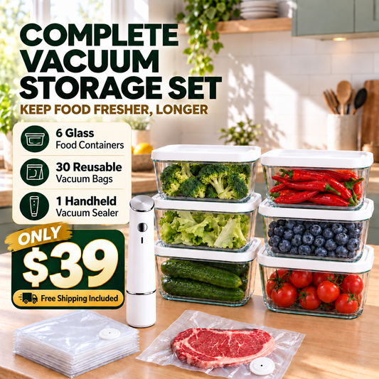 Portable Vacuum Food Sealer Bundle | Keeps Food Fresh 5x Longer