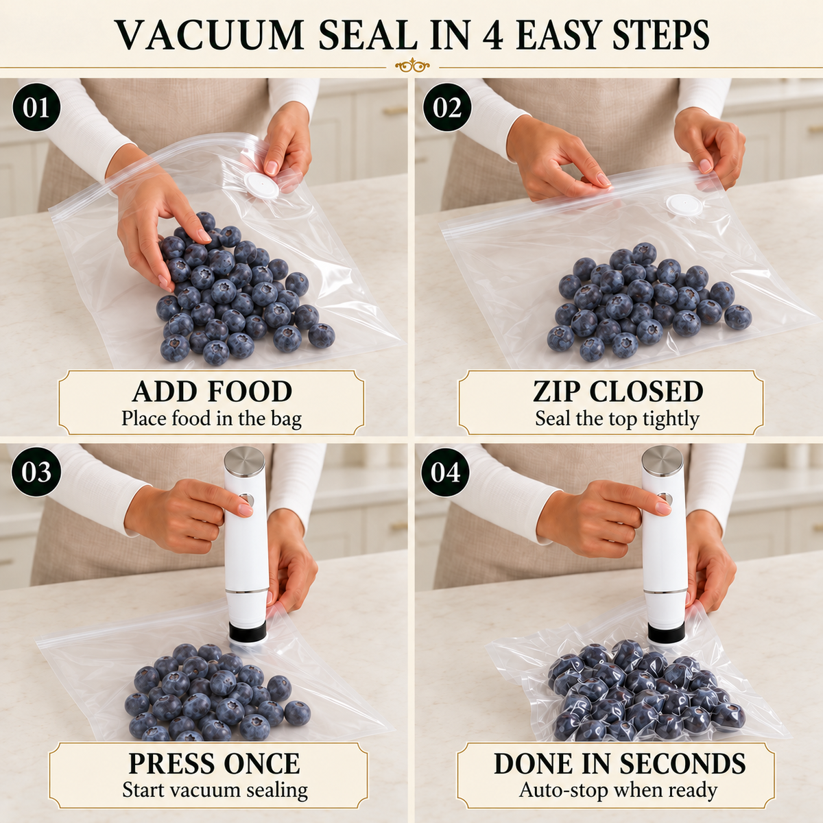 VacSeal™ Portable Vacuum Food Sealer Bundle | Keeps Food Fresh 5x Longer