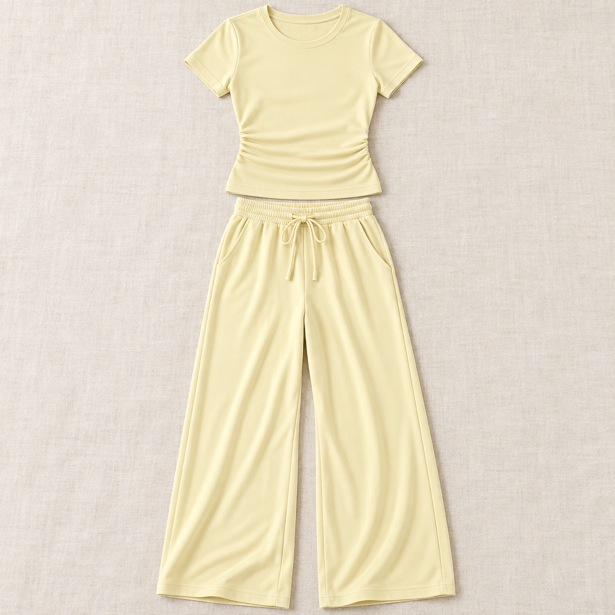 Women’s Two-Piece Short Sleeve Top & Wide-Leg Pants Set