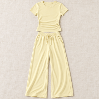 Women’s Two-Piece Short Sleeve Top & Wide-Leg Pants Set