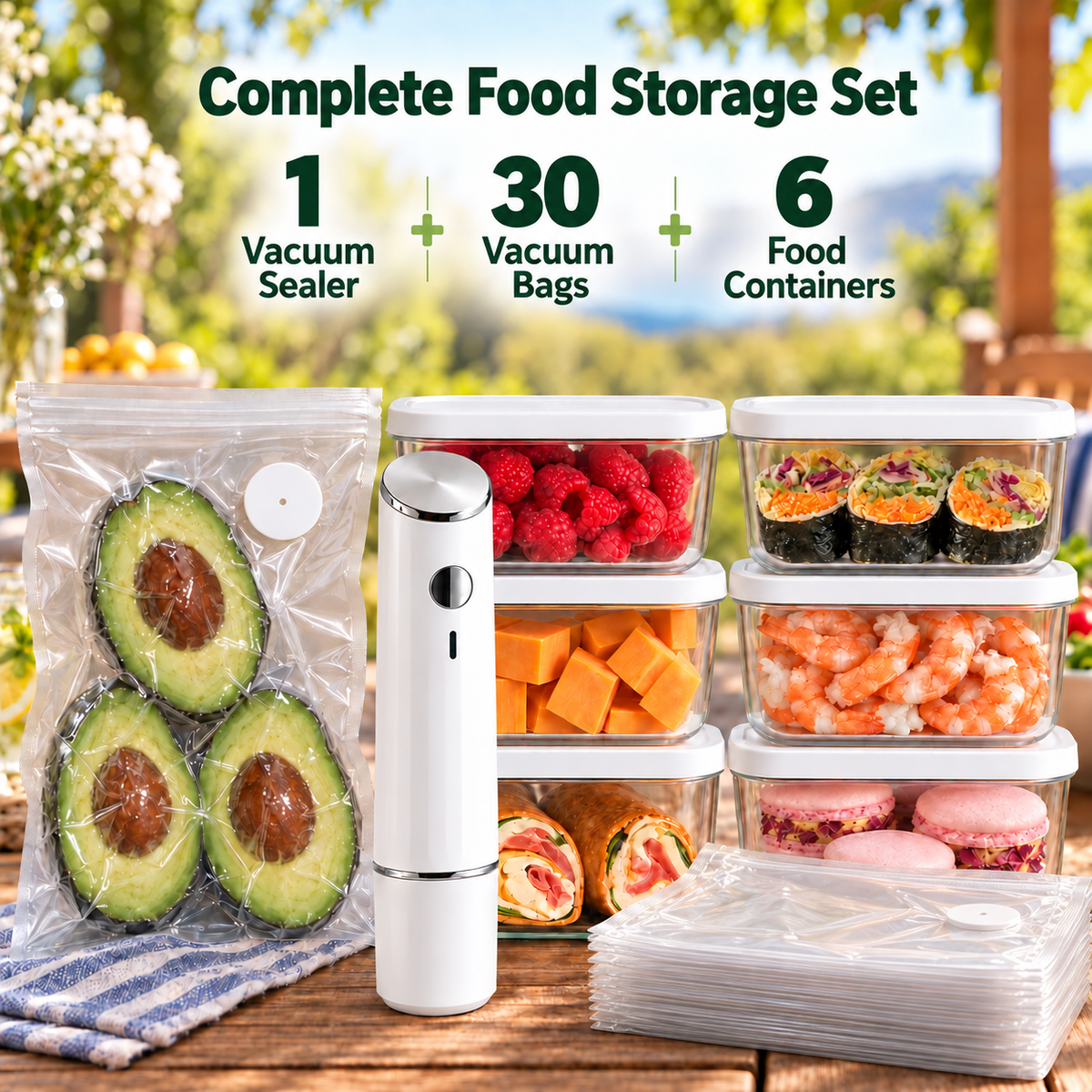 VacSeal™ Portable Vacuum Food Sealer Bundle | Keeps Food Fresh 5x Longer